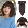 S-noilite Frangia Clip Capelli Veri Frangetta Extension, 32g 100% Capelli Veri Natural Bangs Extension, Hair Air Bang Hair Clip Frontale Frangia, Posticci per Capello Donna, 25CM Marrone Nero #2R