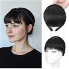 S-noilite Fascia con frangia, fascia per parrucche con frangia anteriore, fascia sintetica intrecciata, parrucca con extension per capelli per donne e ragazze,Nero naturale