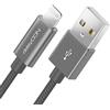 deleyCON 2m Lightning 8 Pin Cavo di Ricarica USB Apple MFI per iPhone 14 Pro Max 14 Pro 14 Plus 14 SE 13 Pro Max 13 Pro 13 Mini 12 Pro Max 12 Pro 12 Mini Spina in Metallo & Cavo in Nylon - Grigio