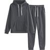Kobilee Tuta Sportiva Donna Completa Invernale Elegante Cotone Felpa con Cappuccio e Pantalone Due Pezzi Curvy Jogging Completo Palestra Leggero Tracksuit Fitness Tuta Felpata Tute da Ginnastica