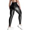 Nuofengkudu Donna Finta Pelle Leggings Cargo Tasche Vita Alta Lunghezza 7/8 Elasticizzati Attività Sportive Morbidi Fitness Glutei Push Up Opachi Slim Pantaloni Nero S