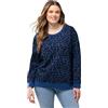 Ulla Popken Felpa con Stampa Leopardata 826087 Maglia di Tuta, Blu, 58-60 Donna