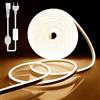 YOODI Striscia LED 2M Neon Flessibile 220V Calda Luce Bianca Striscia Flessibile 120LED/M, PVC Tagliabile Impermeabile IP65 Luci al Neon per Interni ed Esterni, Incluso Adattatore di Alimentazione