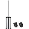 BGL- Portascopino per WC cromato, in acciaio inox, rotondo, con scopino e supporto per bagno (cromo)