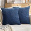 DecorMommt Copricuscini Divano 40x40cm Blu Scuro Velluto a Coste Strisce Federa Cuscino Divano Elegante 2 Pezzi Moderne Federe Cuscino per Deco del Soggiorno Camera da Letto Divano