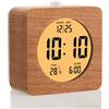 Plumeet Sveglia digitale in legno per camere da letto, sveglia in legno da 10,2 cm alimentata a batteria con snooze e luce notturna, orologio da scrivania LCD elettronico display ora, data