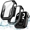 JETech Cover Impermeabile per Apple Watch Series 11/10 46mm, Nero | con Pellicola Protettiva, Vetro Temperato Integrato, Custodia Bumper PC Rigido, Alta Sensibilità Touch