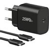 Gcstnn Caricatore USB C da 25 W, con cavo di ricarica rapida da 2 m, Gcstnn PPS PD per Samsung Galaxy S24 Ultra/S24/S24+/S23 Ultra/S23+/S23/S22/S21/S20, A53/A54/A15/A25, Z Fold 5, Tab S9