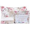 HomeLife Set Lenzuola Completo Letto Matrimoniale 100%Cotone | Lenzuolo Sopra 245x290CM + Lenzuolo Sotto con Angoli 180x200 + Coppia Federe con Bottoni 50x80 | Decorazioni Floreali a Rose Colore Rosa