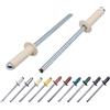 Marcopol Confezione da 80 pezzi, rivetti ciechi verniciati 4,0 x 14 mm, a testa bombata, DIN 7337, rivetto in alluminio e mandrino in acciaio, rivetti a pressione (80, Avorio Chiaro RAL 1015)