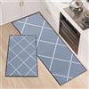 LY4U Set di 2 Tappeti da Cucina, Tappetini da Cucina Lavabili, Runner Antiscivolo, Tappetino Assorbente per Ingresso e Decorazione Domestica Ufficio, 50x80+50x150cm, Grigio