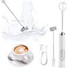 RISVOWO Montalatte Elettrico Cappuccino, Frullino Elettrico USB Ricaricabile Schiumatore Latte, Elettrico Schiuma Latte 3 Velocità Regolabile per Cappuccino, Matcha, Caffè Schiumoso, Latte (Bianco-con Staffa)