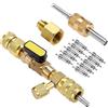 SURIEEN R410A R22 Valve Core Remover Installer Tool con Doppia Dimensione SAE 1/4 e 5/16 Port per R404A R407C R134A R12 R32 HVAC System, con 10PCS 5v1 Nucleo valvola e Doppia Testa valvola Core Remover