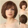 EMMOR Parrucca Lace-Front fatta a mano, Parrucca in Capelli Veri al 100% per Donne, Taglio Naturale Sfilato, Stile Ondulato e Diversi Stili per Donne Bianche - Marrone #.