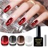YSUVIN Smalto Semipermanente Unghie Magnetico, 4 Colori Rosso Nero Marrone Bianco Vernis Cat Eye Gelée Trasparente Semi-permanente con Aimant Soak Off UV/LED Per Pailleté Kit di Manicure, 8 ML