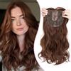 S-noilite Hair Topper Capelli Clip Extension 15 * 15cm Toppers Sintetici per Capelli Sottili Hair Toupet Donna Frontale Extension Ricci Posticci Fringe Toupee,45cm Marrone caffè