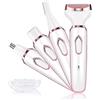 AOOWU Rasoio Elettrico Donna, 4 in 1 Epilatore Senza Fili, Multifunzione a Secco e Bagnato, Impermeabile Rasoi per il Viso, Epilatore Viso per Una Rasatura Delicata e Accurata