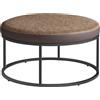 SONGMICS HOME LUIZ Collezione - Panca Imbottita, Tavolino da Salotto Rotondo, Poggiapiedi, Piano Reversibile, Sgabello, Struttura in Acciaio, Portata 300 kg, Soggiorno, Marrone Noce LOM078K01