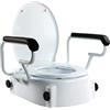 OrtoPrime Rialzo Water con Braccioli Ribaltabili - Alza WC Inclinabile - Rialzo per WC con coperchio - Alza water per Anziani con Altezza Regolabile 5/10/15 cm - Rialzo WC per Disabili