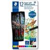 Staedtler ST - Matite colorate Soft, formato classico esagonale, mine super morbide, elevata opacità su carta chiara e scura, astuccio in metallo con 12 colori vivaci, 149C M12, multicolore