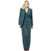 Botong Completo da donna in velluto da 3 pezzi, con pantaloni e giacca con bavero a punta con bottone, Blu polvere., S