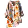 Generic Top in lino con maniche a 3/4 da donna a maniche lunghe 2024 Camicette primaverili oversize comoda grafica casual camicia ampia Boho estate autunno scollo a V maniche a 3/4 camicie in cotone alla
