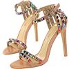 Kimigia Scarpe da Donna Sandali con Tacco a Spillo con Tacco Alto e Cinturino alla Caviglia colorato per la Festa in Discoteca Regalo di Compleanno Altezza Tacco 11 cm