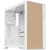 ITEK Case WOODY - Gaming Tower- ATX- 3x14cm White fan- 2xUSB3- Type-C- Wood Front- Temp Glass Side Panel- White Edtion - ITGCAWO28W