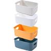 EURXLQ 4 Pezzi Cestini Portaoggetti Plastica Scatole Organizer con Manici,Contenitori per Armadio,Contenitore Plastica,Organizer Portaoggetti per Cucina Bagno Cosmetici (Colorati, 20×15×7 cm)
