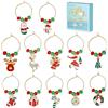 SUNNYCLUE 1 scatola 12 set Ciondoli per Vino di Natale Marcatori per Bevande Rosso Verde Cristallo Perline di Vetro Anelli Perline di Vetro di Vino Fascino di Babbo Natale Smaltato Identificazione Del