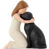Carracci Statue di Cane Nero in Amore Figurine, Statuette di Angelo Cane Nero per Ragazza, Regali di Amicizia e Ricordo per Mamma di Cane, Figure Scolpiti e Dipinti a Mano per Amanti dei Cani