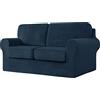 SYLC Ektorp Copridivani Con Cuscini E Schienale Separati, Velluto Elasticizzato Copridivano 1/2/3/4 Posti Con Braccioli, Copri Divano Antiscivolo (Navy blue,Large 3-Seat Set 5 PCS)