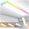 IEGLED Plafoniera LED Soffitto a Pannelli 120x30cm, Design Moderno con Luce RGB e Telecomando, 40W 4400lm Dimmerabile (3000K-6500K) - Per Soggiorno, Camera da Letto, Corridoio - Bianco