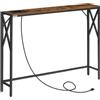 MAHANCRIS Tavolo Console con Stazione di Ricarica, Tavolino da Divano Stretto, Tavolo da Corridoio, Portaoggetti, Stile Vintage, per Ingresso, Soggiorno, Balcone, Marrone Vintage e Nero ACTHR151UE01