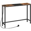 HOOBRO Consolle da Ingresso, Tavolo Console Stretto Dietro Divano, con Stazione di Ricarica e Porte USB, per Ingresso, Soggiorno, Corridoio, Ufficio, Marrone Vintage e Nero EBF114CXG01