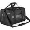 PETTOM Trasportino Cane Gatto Pet Carrier Pieghevole Impermeabile Borsa Tracolla Imbottito Morbido Viaggio in Aereo Auto Treno per Animale Taglia Piccola Nero S