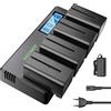 NEEWER 4pz Batteria di Sostituzione NP-F750 7,4V 5600mAh con Caricatore a 4 Canali & Adattatore d'Alimentazione, Compatibile con NP-F550/750/770/970 FM500H QM71D QM91D, Monitor da Campo, Luci Video