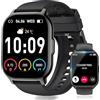 Vtkp Smartwatch Uomo Donna con Effettua o Risposta Chiamate,2.1 Orologio Smartwatch,110+ Modalità Sportive Fitness Tracker, Contapassi Sonno Cardiofrequenzimetro, IP68 Smart watch per Android iOS, Nero