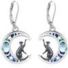 Eusense Orecchini a Forma di Luna di Gatto in Argento 925 Orecchini a Goccia Orecchini di Gioielli per Gli Amanti dei Gatti Donne Ragazze