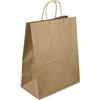 Netuno 20 sacchetti di carta marrone con manico ritorto 18 x 21 x 8 cm borse di carta per la spesa con fondo piegato per alimenti shopper marroni busta carta Kraft sacco carta paper bag