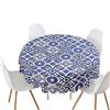 Highdi Tovaglia Rotonda Antimacchia, Tavolo Circolare Copertura Antipolvere Impermeabile Moderna Tovaglia Tonda per Buffet, Matrimonio, Ristorante, Festa (Modello Blu,Diametro 120cm)