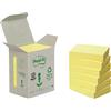 Post-It Foglietti Notes In Carta Riciclata al 100%, Canary Yellow, 38 mm x 51 mm, 100 Fogli/Blocchetto, 6 Blocchetti, Colore Giallo, Per Appunti, Elenchi & Promemoria