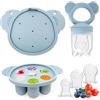 JoyPlus Ciuccio Frutta Neonati, Ciuccio per Alimenti Neonati con 3 Taglie di Tettarelle Silicone Senza BPA e 1 Stampo per Cubetti di Ghiaccio