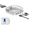 GEWOKLIY Mac mini M4 Dock, supporto e hub in alluminio per Mac mini M4 e M4 Pro 2024 con alloggiamento SSD M.2 NVMe, HDMI 4K 60Hz, 2X USB-A 10Gbps, lettori di schede SD/TF, dati USB 2.0 (argento