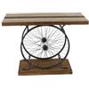 Deco 79 Consolle per bici in legno con piano a doghe larghe, telaio a doppia ruota e base a più livelli, 39 x 12 x 25, Marrone