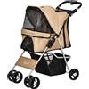 PawHut Passeggino per Cani Taglia Piccola e Mini Pieghevole con Cestino e Portabicchiere, 75x46x94 cm, Caffè