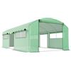 Outsunny Serra a Tunnel con 3 Porte Avvolgibili e 6 Finestrelle, in Acciaio Zincato e PE, 6x3x2 m, Verde