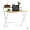 HOMCOM Scrivania Pieghevole con Ripiano Rialzato e Gambe a X, in Legno e Acciaio, 86x66x82 cm, Bianco e color Legno