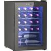 HOMCOM Cantinetta Vino Refrigerata per 20 Bottiglie, Capacità 53L, Porta in Vetro Anti-UV e Ripiani Regolabili, Nero