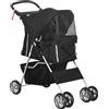 PawHut Passeggino per Cani Pieghevole con Cestino e Portabicchiere, Peso Max. 10 kg, 75x45x97cm, Nero